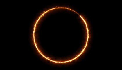 Fiery circle of light dark background digital art abstract design eye-catching concept