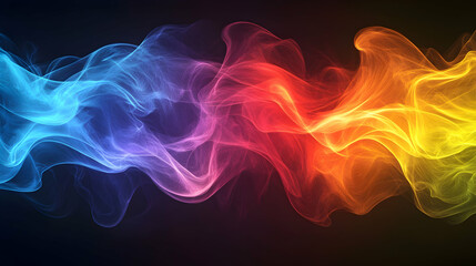Colorful wave of energy flows smoothly with luminous gradients on blackness