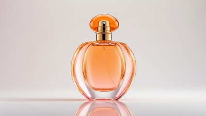 Charming Orange Bottle of Fragrance. Floral Aroma with Velvet Peach and Vanilla for Women. Perfume Spray. Stylish Luxury Women's Toilet Water
