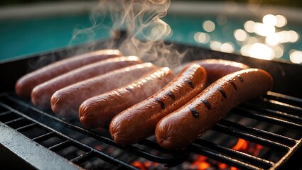 Grilled Sausages on a Barbecue