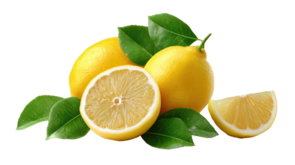 Citrus Burst: A close-up shot of a vibrant cluster of freshly picked lemons, radiating a refreshing zest with verdant leaves.