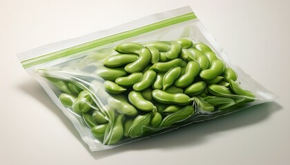 Edamame-Schoten im Vakuumbeutel