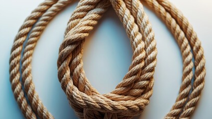 Close-up of an old rope in an oval shape, isolated on background.