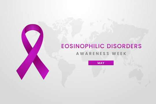 Eosinophilic Disorder Awareness Week background design with Magenta silk ribbon.