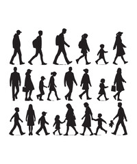 Happy family Illustrations Silhouette set. Silhouettes on isolated background.