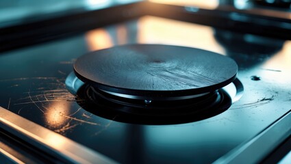 Obraz premium Damaged surface of stove. The idea of maintaining contemporary kitchen devices.