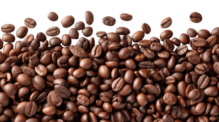 Aromatic Coffee Beans: Aromatic, roasted coffee beans cascade, creating a visual feast for coffee lovers. Perfect for showcasing the rich essence of fresh coffee.