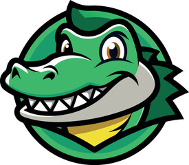 Cartoon Alligator Mascot Logo – Smiling Crocodile Head Vector Illustration