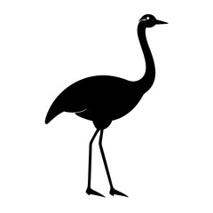 Obraz premium Black Rhea Silhouette – Flat Rhea Wildlife Vector 