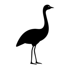 Black Rhea Silhouette – Flat Rhea Wildlife Vector
