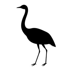 Black Rhea Silhouette – Flat Rhea Wildlife Vector
