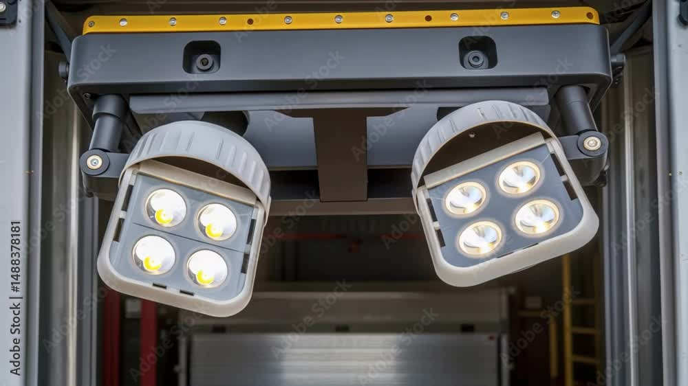 Aufkleber Powerful led work lights turning on and off in a sequence