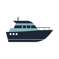 A modern luxury motor yacht vector illustration depicting marine transportation and vacationing