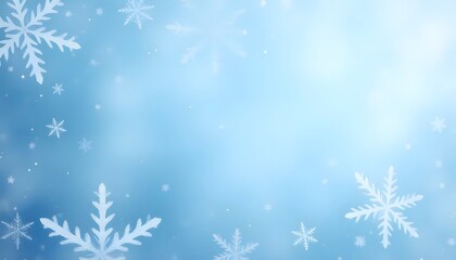 Winter snowflakes falling on blue background festive season