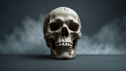Fototapeta premium Gray wallpaper for mobile featuring a vintage skull