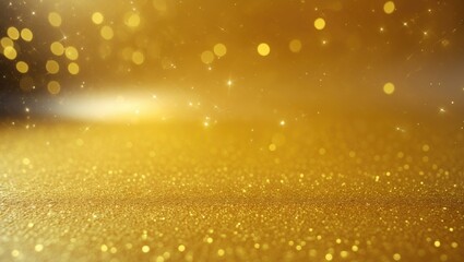 Abstract background banner with golden yellow glitter texture and space. Shimmering star effect.