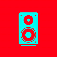 isolated red and blue, teal monitor speaker box icon logo