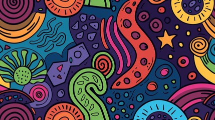 Fototapeta premium Vibrant abstract pattern with diverse shapes and colors