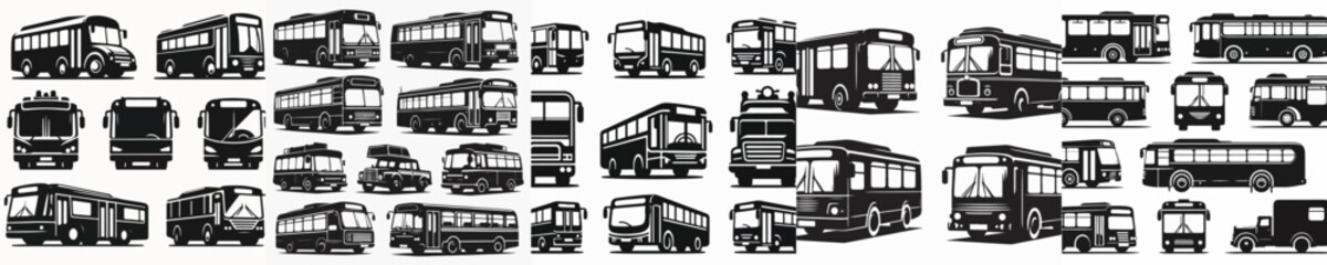 Vector set image silhouette of bus