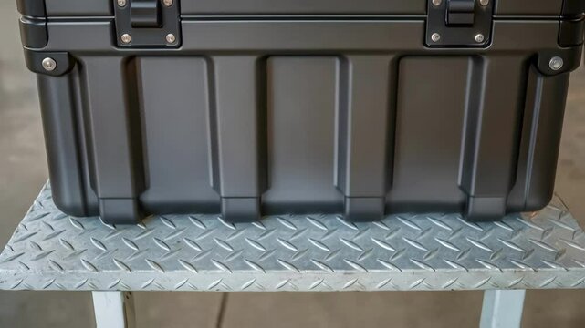 Rugged transport case rotating on display platform
