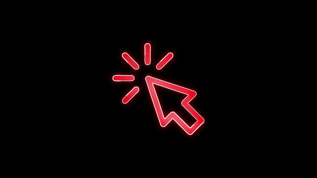 Neon cursor click icon. computer click concept