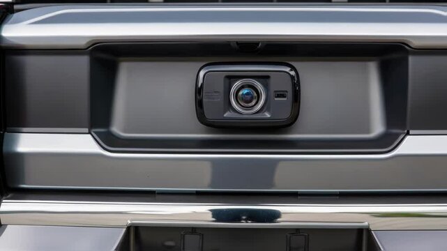Rear view camera showing on a modern pickup truck
