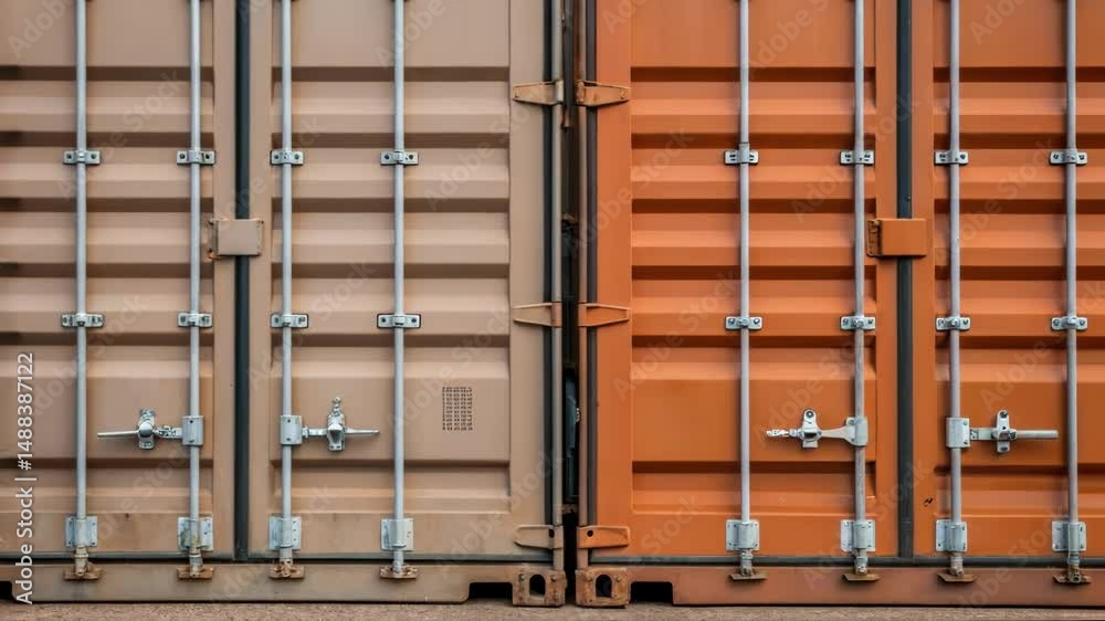 Poster Shipping containers array forming a colorful industrial pattern