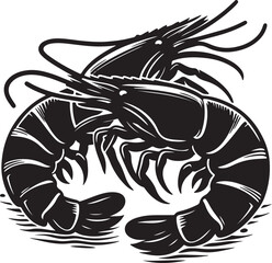 Cute high quality Prawn black and white vector