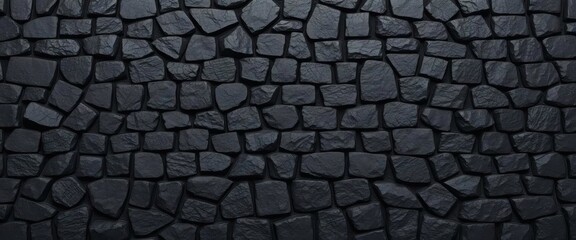 Basalt Stone Grid Wall Background