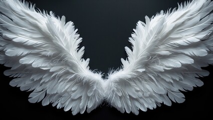 Black background with delicate white angel wings
