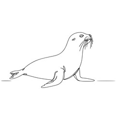 Obraz premium Line drawing of a seal on transparent background 