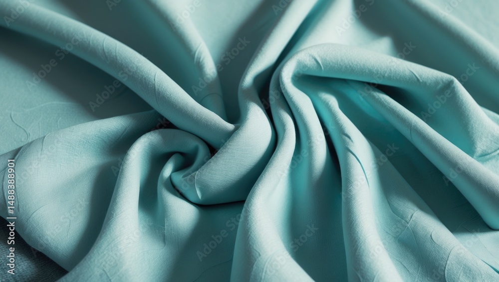 Poster teal and grey abstract background showcasing delicate wavy fabric textures with space for design.