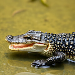 Fototapeta premium baby alligator with adult