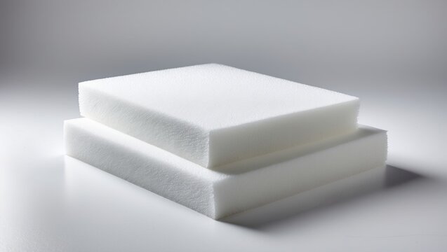 Two isolated white polyethylene foam sheets on a white background