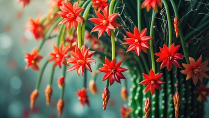 Magnified image of Schlumbergera, the holiday cactus, in bloom