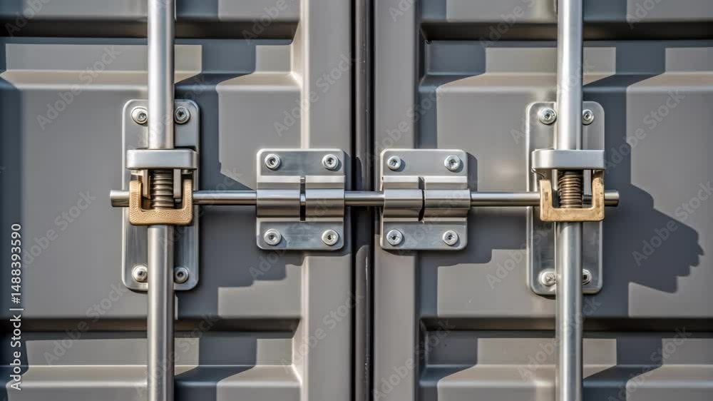 Poster Secure shipping container latch detail, repeating pattern