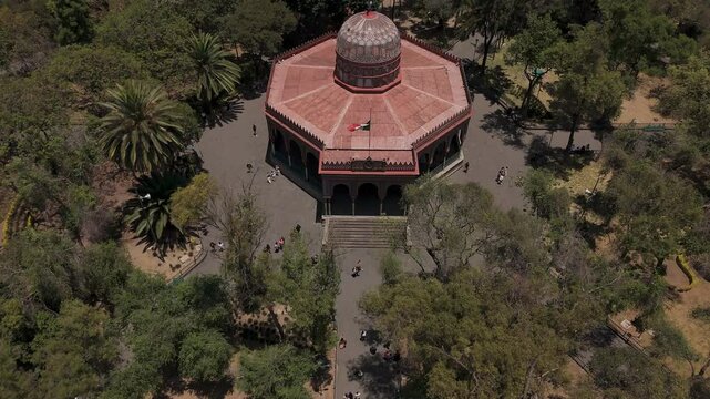 Aerial view showcasing kiosko morisco in mexico city's alameda