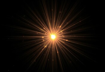 Fototapeta premium Radiant starburst, ethereal glow against deep black, intricate light patterns, celestial, power