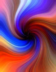 A vibrant swirl of colors in a mesmerizing pattern, blending shades of blue, red, and orange to create an abstract visual experience
