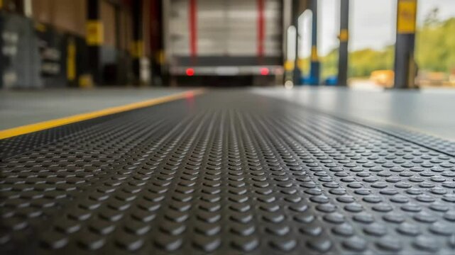 Anti fatigue mat in warehouse with truck loading dock