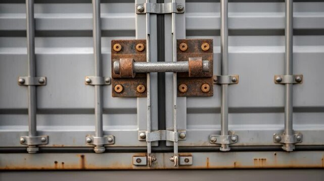 Rusty locking bars securing intermodal container doors