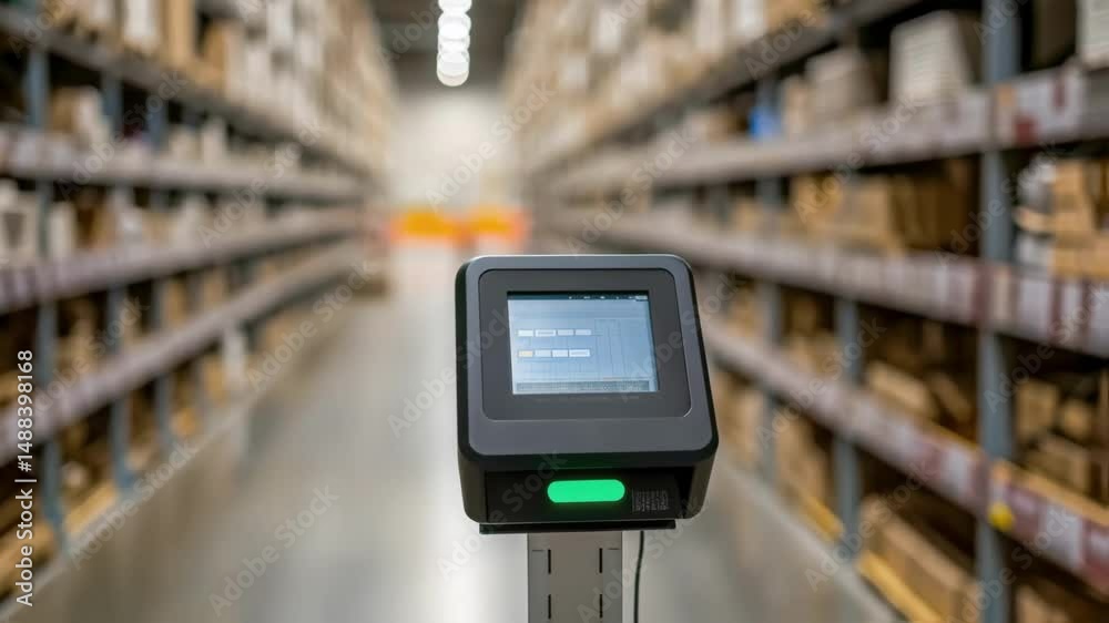 Poster inventory management system displaying information in a warehouse