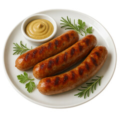 sausages on a plate isolated on transparent or white background png
