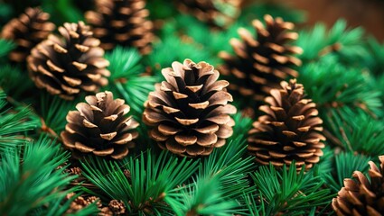 Atlas cedar cones among green needles