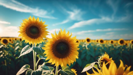 Sunflower landscape in summer
