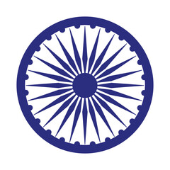 Ashoka Chakra for India - Blue wheel called Ashoka Chakra from flag of India isolated on white background