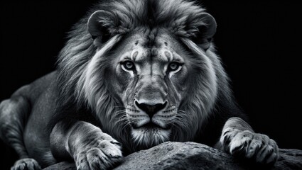 The Black and White King Lion