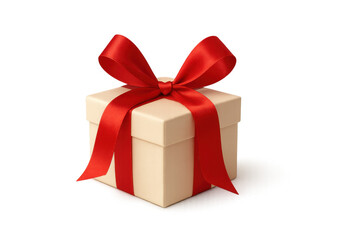 Obraz premium Elegant white gift box tied with a vibrant red ribbon, perfect for celebrations, on a transparent background