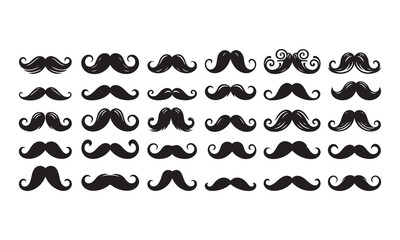 Set of mustache icons. Mustache collection set silhouette vector illustration