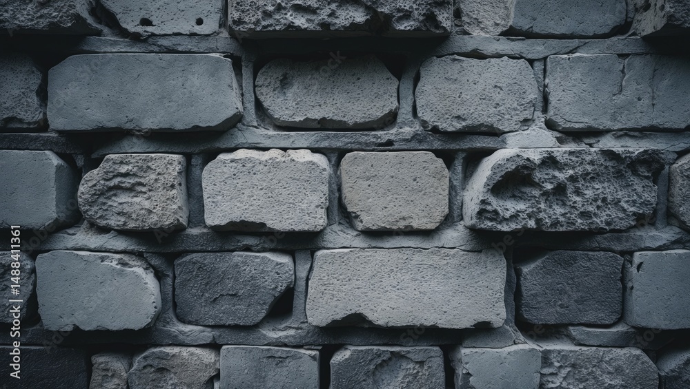 Poster textured gray brick surface as backdrop for a new construction project